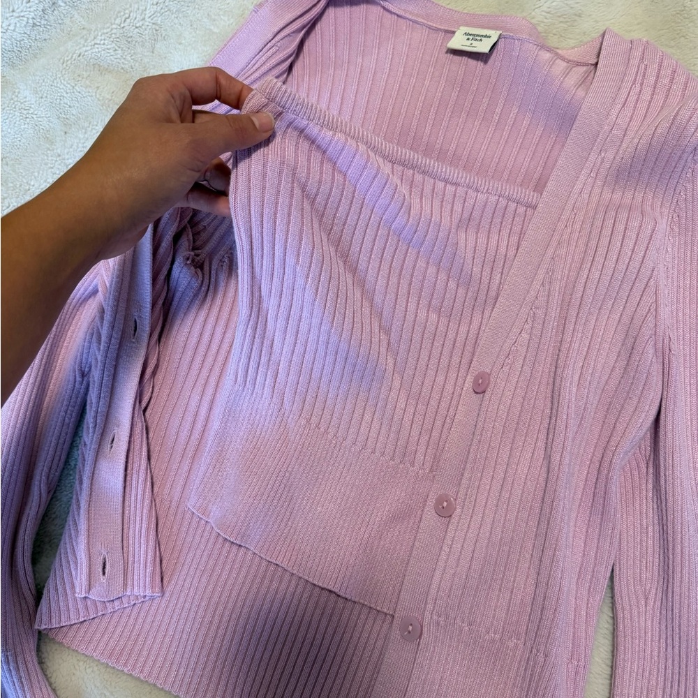 Abercrombie & Fitch Light Pink Ribbed Cardigan